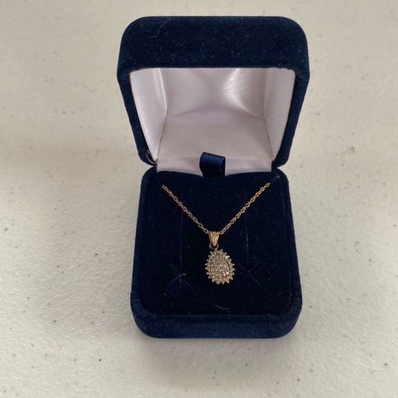 Avon Jewelry - 10k Avon 2002 Diamond Cluster Necklace with originally box NWOT